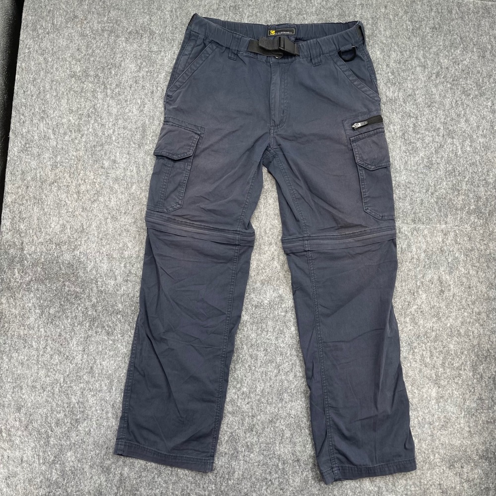 BC Clothing Co Convertible Pants Mens S x 32 Zip Off Cargo Hiking Pants Gray